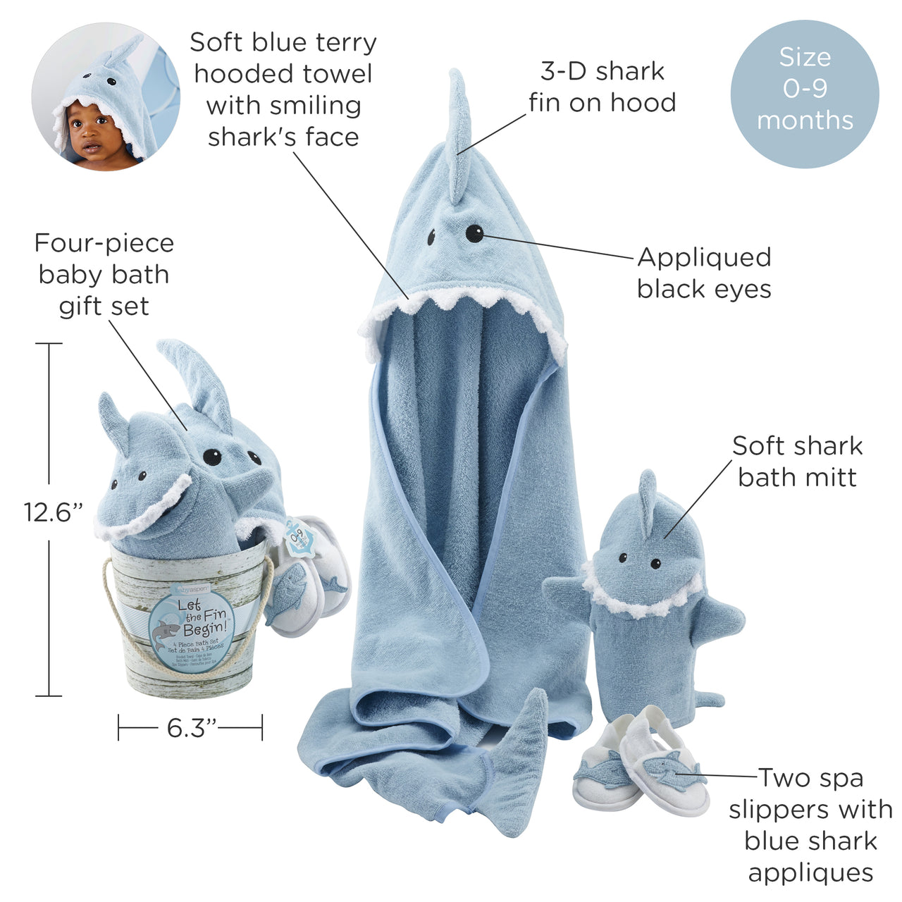 Let the Fin Begin Shark 4-Piece Bath Gift Set (Blue)