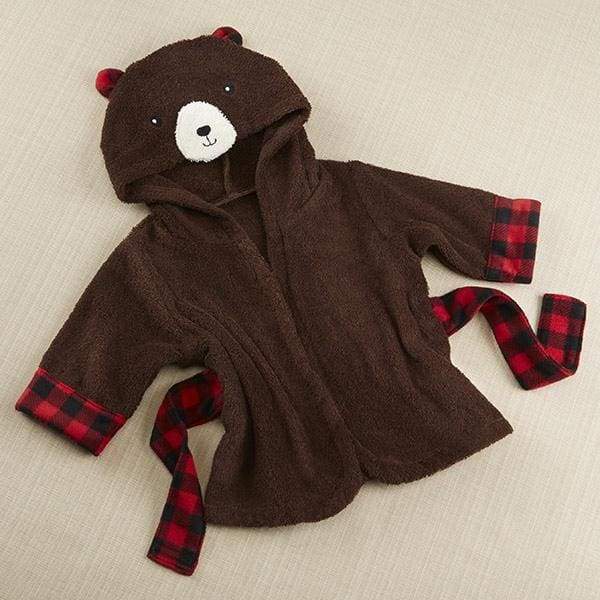 Beary Bundled Brown and Red Hooded Robe (Personalization Available) - Robes