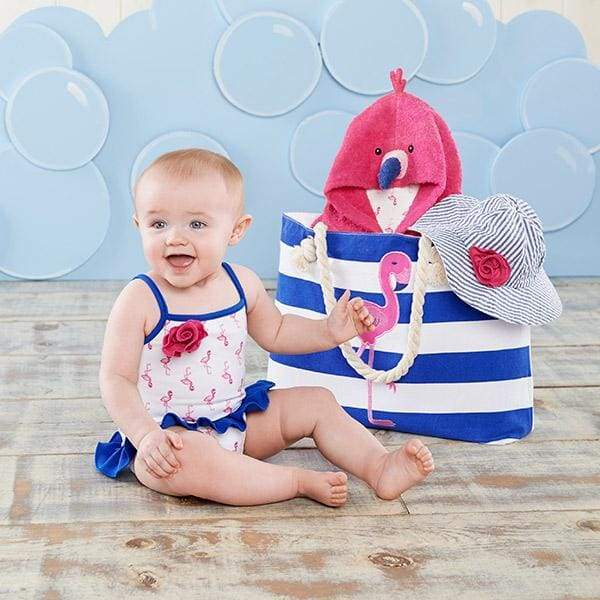 Flamingo 4-Piece Nautical Gift Set with Canvas Tote for Mom - Baby Gift Sets