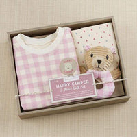 Thumbnail for Happy Camper 3 Piece Gift Set (Pink Plaid) - Baby Gift Sets