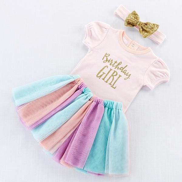 My First Birthday Rainbow 3-Piece Tutu Outfit - Girl - Baby Gift Sets
