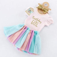 Thumbnail for My First Birthday Rainbow 3-Piece Tutu Outfit - Girl - Baby Gift Sets
