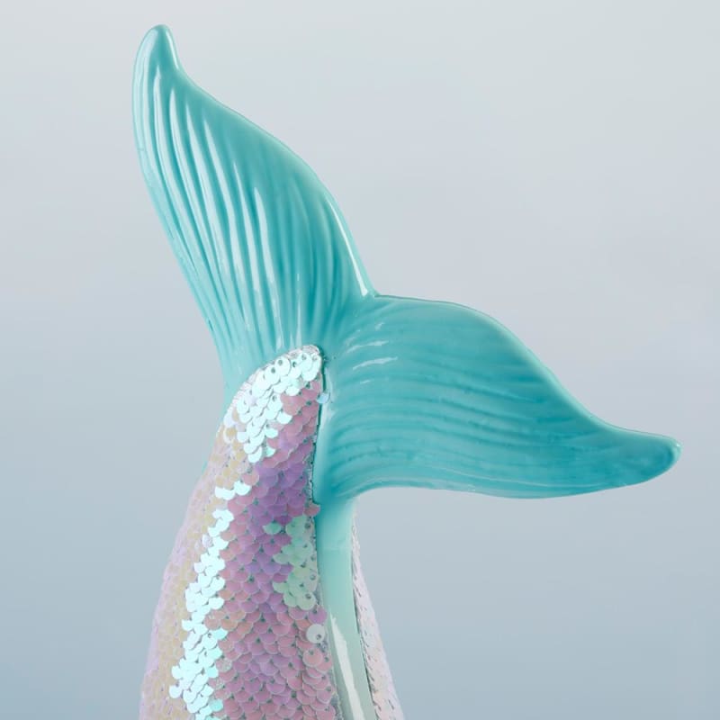 Reversible Sequin Mermaid Tail Porcelain Bank - Piggy Bank