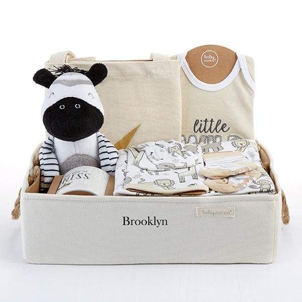 Safari 9-Piece Baby Gift Basket (Personalization Available) - Baby Gift Sets