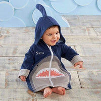 Thumbnail for Shark Hooded Beach Zip Up (Personalization Available) - Beach Zip Up