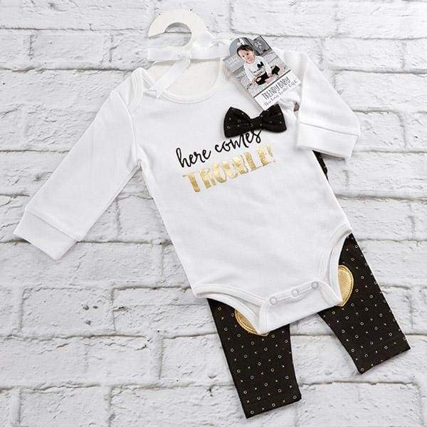 Trendy Baby Here Comes Trouble 2-Piece Outfit - Baby Gift Sets