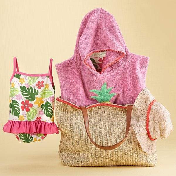 Tropical 4-Piece Gift Set with Raffia Tote for Mom - Girl - Baby Gift Sets