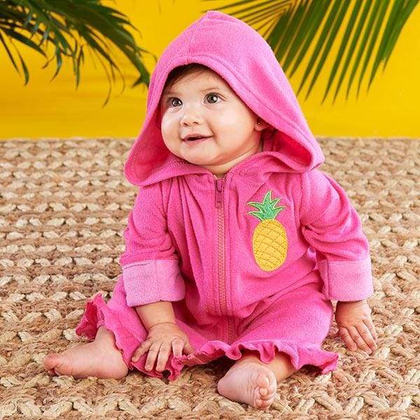 Tropical Pineapple Hooded Beach Zip Up (Personalization Available) - Beach Zip Up