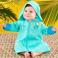 Thumbnail for Tropical Toucan Hooded Beach Zip Up (Personalization Available) - Beach Zip Up