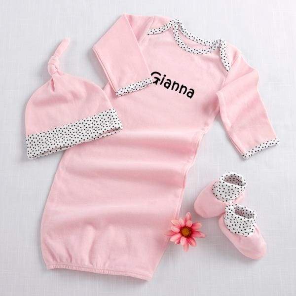 Welcome Home Baby! 3-Piece Layette Set in Keepsake Gift Box (Pink) (Personalization Available) - Booties