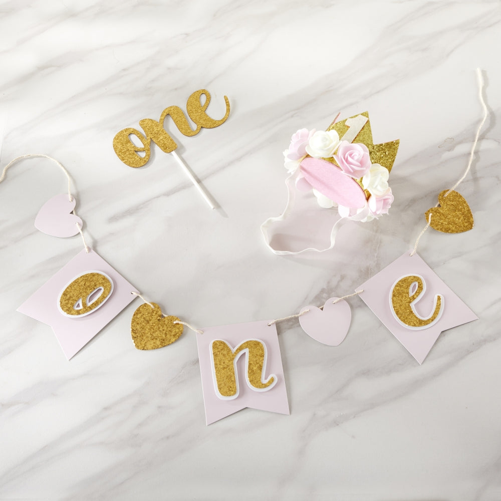 Gold Glitter 1st Birthday Décor Kit