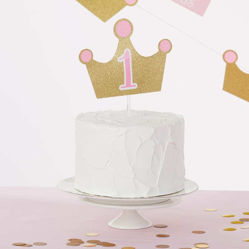 1st Birthday Milestone Photo Banner & Cake Topper - Princess Party - Décor Kit