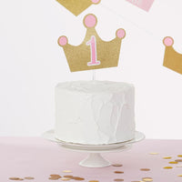 Thumbnail for 1st Birthday Milestone Photo Banner & Cake Topper - Princess Party - Décor Kit