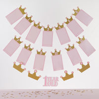 1st Birthday Milestone Photo Banner & Cake Topper - Princess Party - Décor Kit