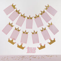 Thumbnail for 1st Birthday Milestone Photo Banner & Cake Topper - Princess Party - Décor Kit