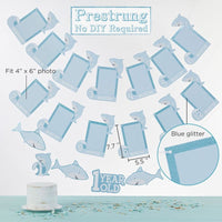 Thumbnail for 1st Birthday Milestone Photo Banner & Cake Topper - Shark Party - Décor Kit