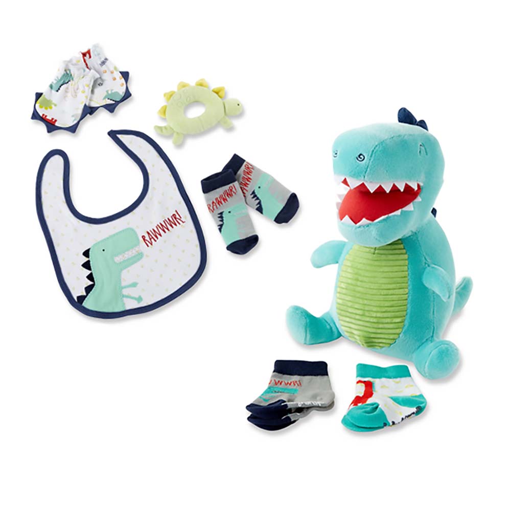 Doug the Dinosaur Plush Plus Socks & Dino Baby 4-Piece Gift Set