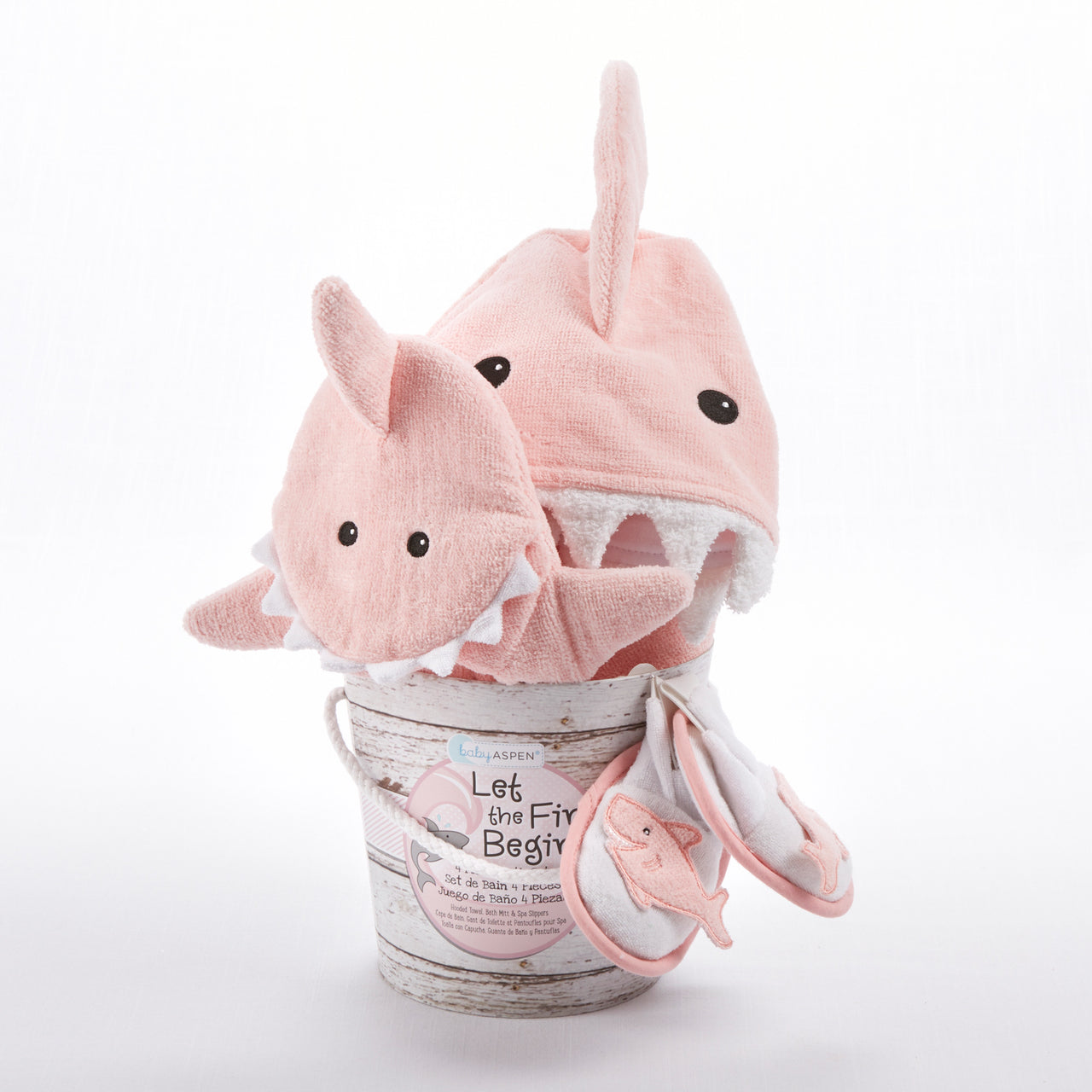 Let the Fin Begin 4 Piece Bath Gift Set Pink Baby Aspen Baby Gifts Baby Aspen Gifts