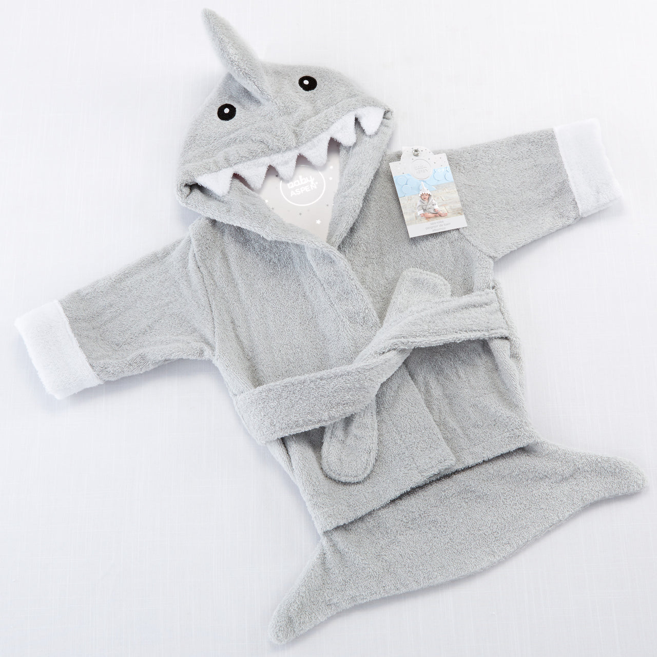 Shark Robe Let The Fin Begin Gray Shark Robe | Baby Aspen – Baby Aspen Gifts