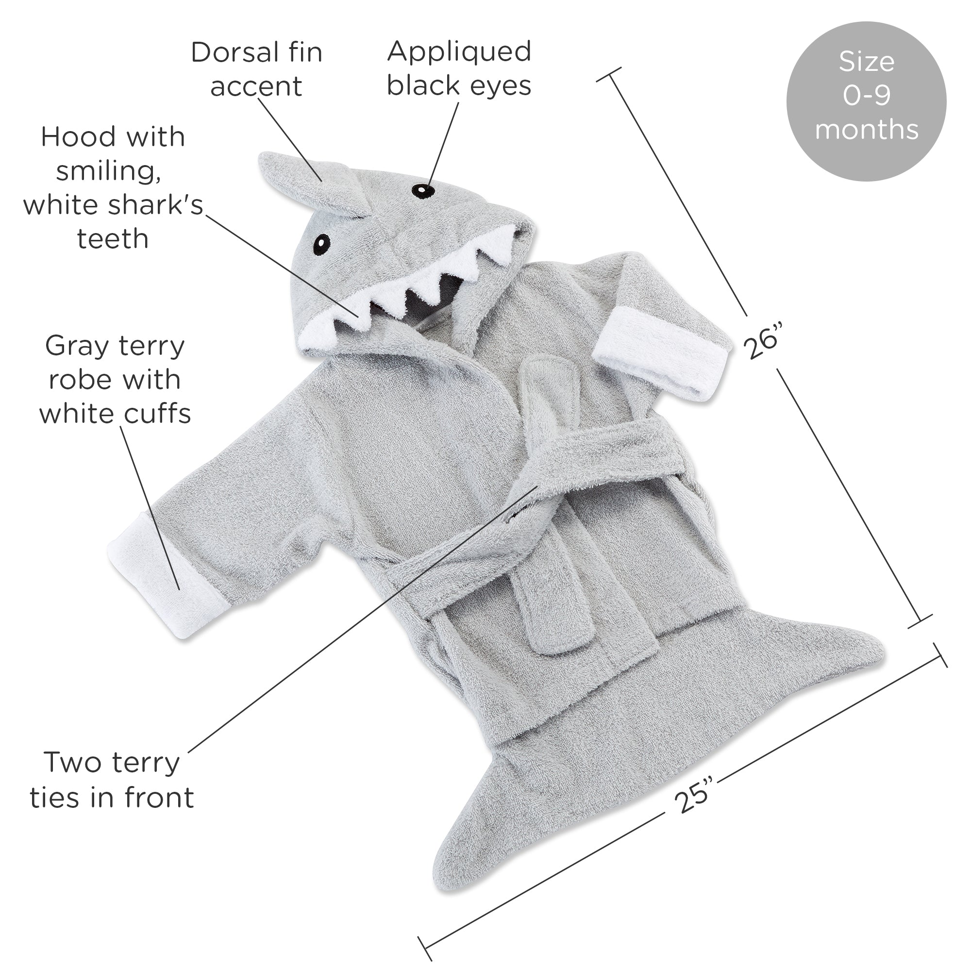Let The Fin Begin Gray Shark Robe | Baby Aspen – Baby Aspen Gifts