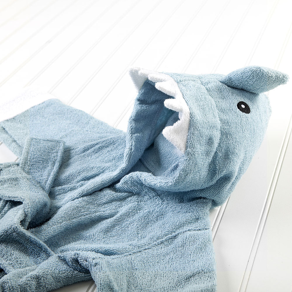 Shark Pattern Robe Let the Fin Begin Blue Shark Robe (0-9m) – Baby Aspen Gifts