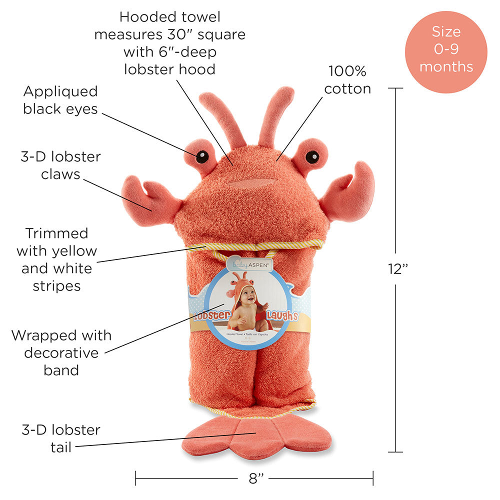 Lobster Laughs Lobster Hooded Towel (0-9 Months)