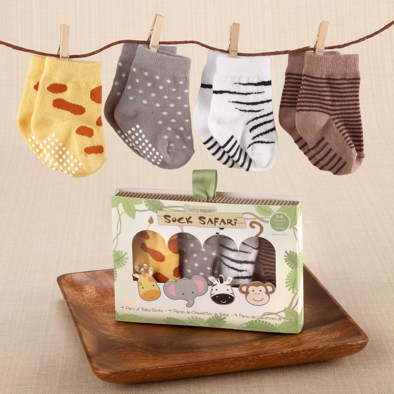 Sock Safari Four-Pair Animal-Themed Sock Set