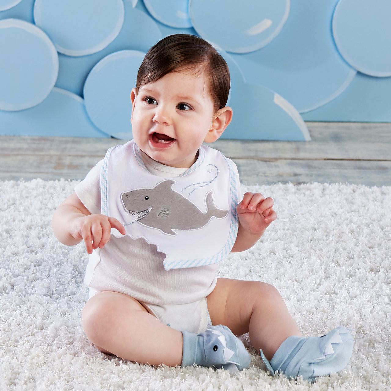 Chomp & Stomp Shark Bib & Booties Gift Set (Blue)