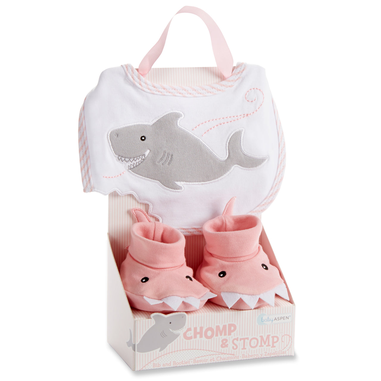 Chomp & Stomp Shark Bib & Booties Gift Set (Pink) | Baby Aspen Baby Gifts –  Baby Aspen Gifts