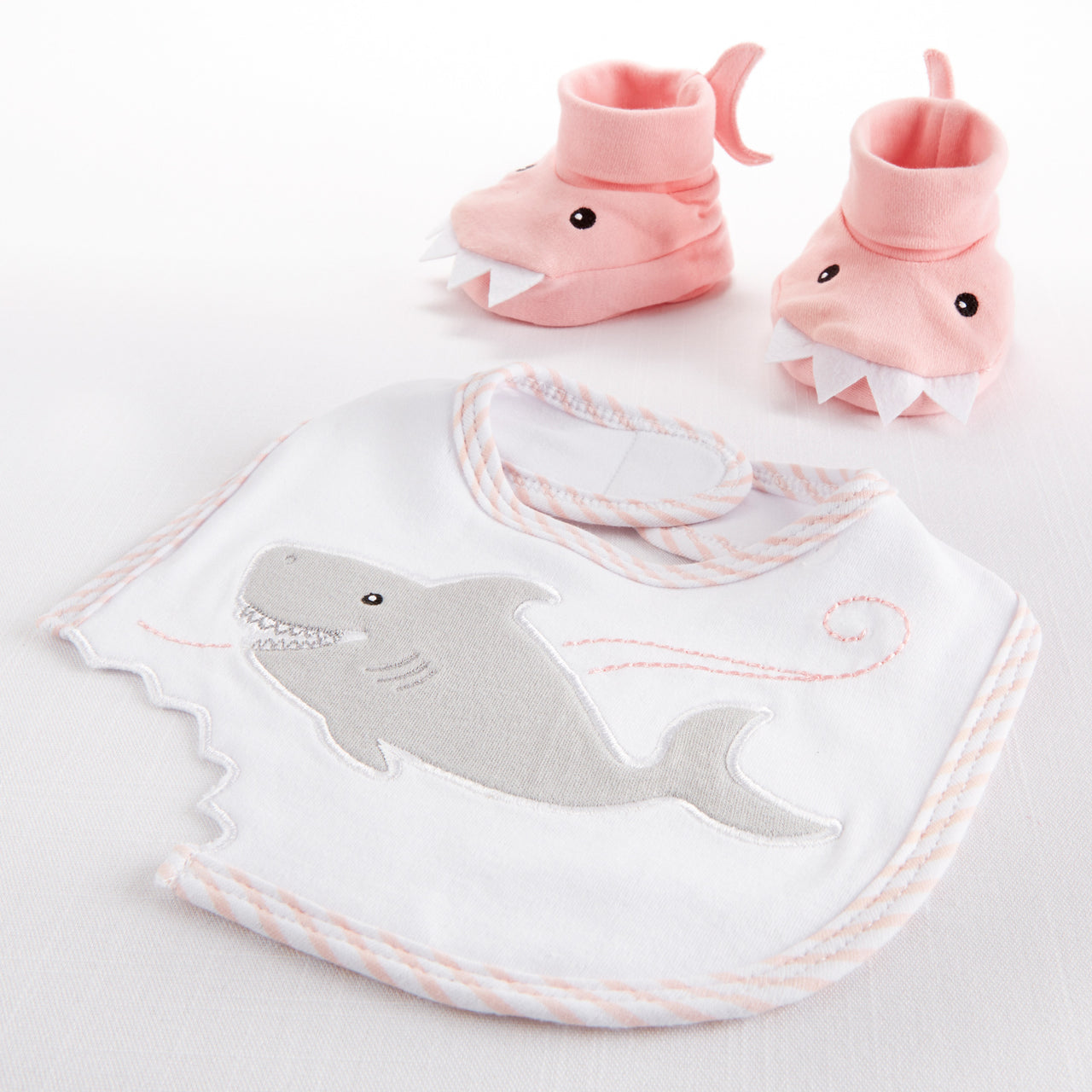 Chomp & Stomp Shark Bib & Booties Gift Set (Pink)