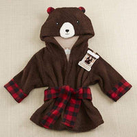 Beary Bundled Brown and Red Hooded Robe (Personalization Available) - Robes