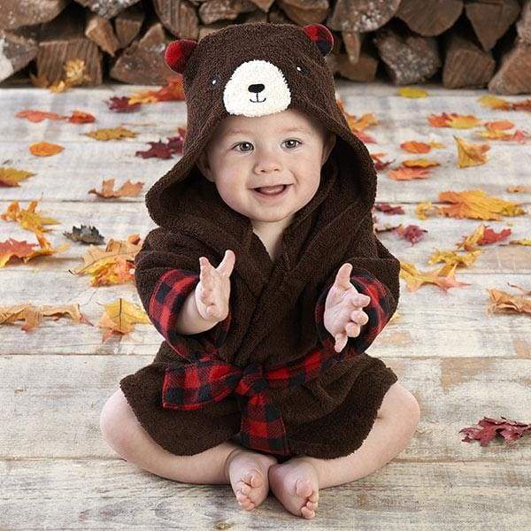 Beary Bundled Brown and Red Hooded Robe (Personalization Available) - Robes