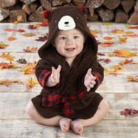 Thumbnail for Beary Bundled Brown and Red Hooded Robe (Personalization Available) - Robes