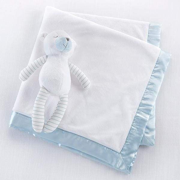 Beary Sleepy Plush Plus Blanket for Baby - Blue (Personalization Available) - Baby Gift Sets