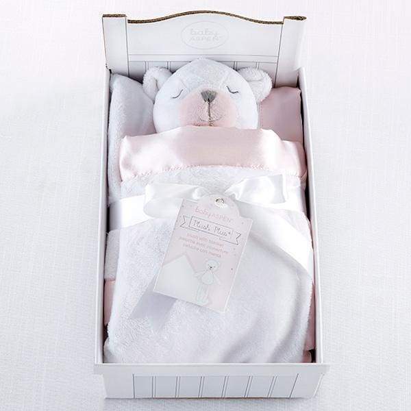 Beary Sleepy Plush Plus Blanket for Baby - Pink (Personalization Available) - Baby Gift Sets