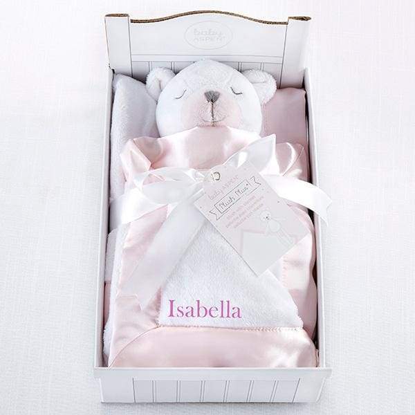 Beary Sleepy Plush Plus Blanket for Baby - Pink (Personalization Available) - Baby Gift Sets