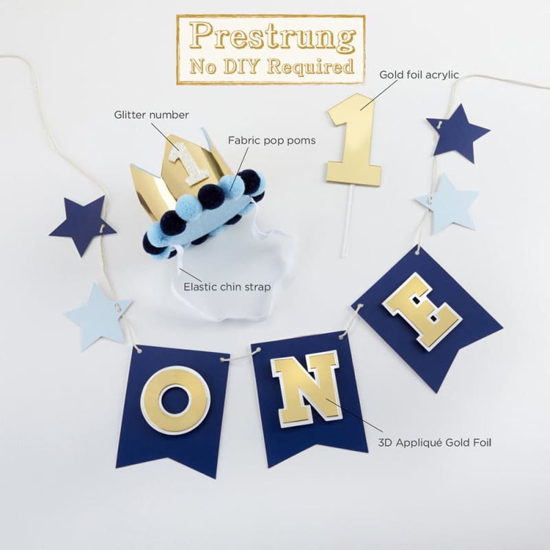 Blue & Gold 1st Birthday Decor Kit - Décor Kit