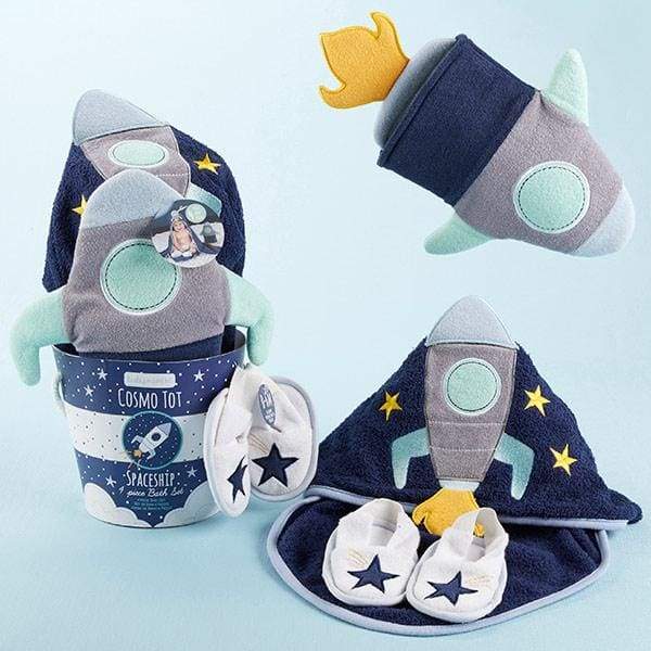 Cosmo Tot Spaceship 4-Piece Bath Time Gift Set - Hooded Towels