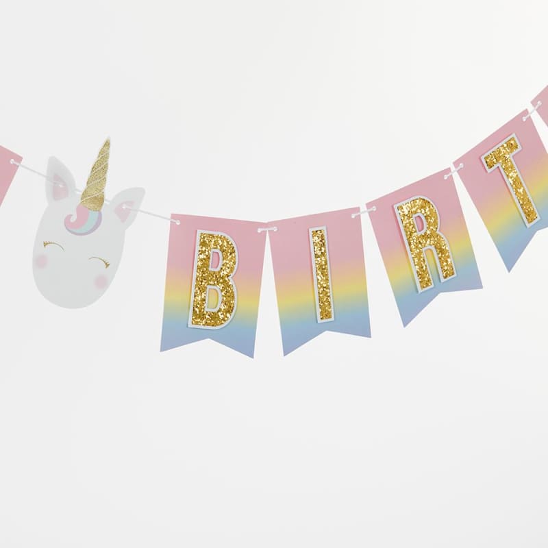 Gold Glitter Unicorn Happy Birthday Décor Kit - Décor Kit