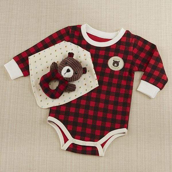 Happy Camper 3 Piece Gift Set (Red Plaid) - Baby Gift Sets