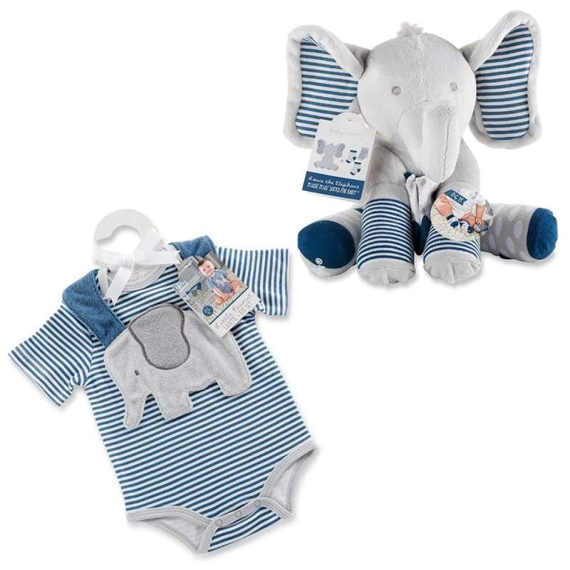 Little Peanut Gift Set with Elephant Layette Bib Socks & Plush - Baby Gift Sets