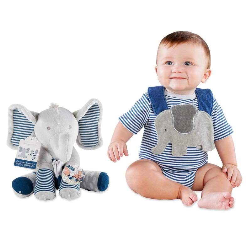 Little Peanut Gift Set with Elephant Layette Bib Socks & Plush - Baby Gift Sets