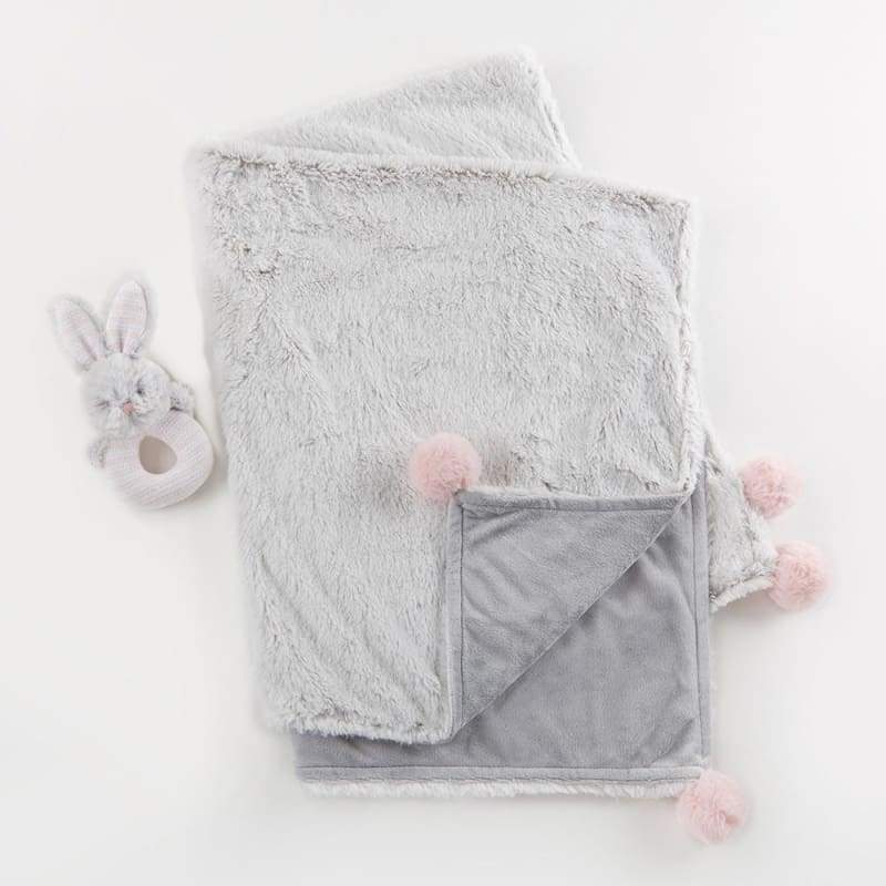 Luxury Baby Blanket & Rattle Gift Set (Pink) - Baby Gift Sets