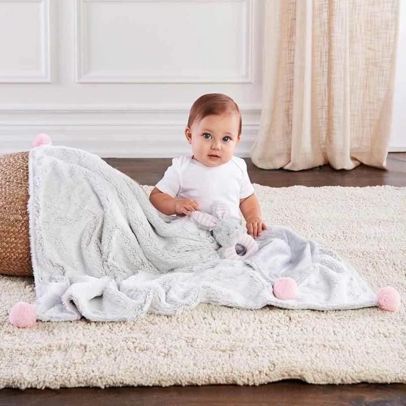 Luxury Baby Blanket & Rattle Gift Set (Pink) - Baby Gift Sets