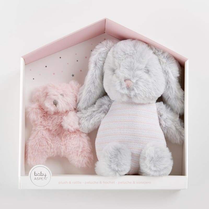 Luxury Baby Bunny Plush Plus Rattle for Baby - Baby Gift Sets