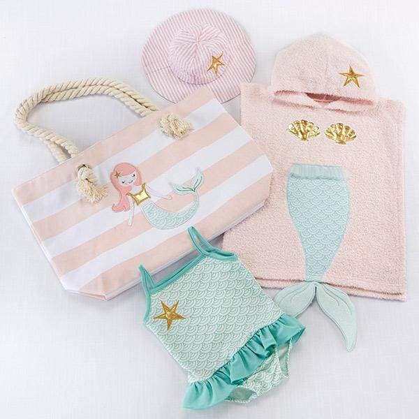 Mermaid 4-Piece Beach Gift Set with Canvas Tote for Mom - Baby Gift Sets