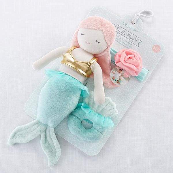 Mia the Mermaid Plush Plus Headband and Rattle for Baby (Personalization Available) - Baby Gift Sets