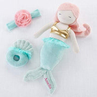 Thumbnail for Mia the Mermaid Plush Plus Headband and Rattle for Baby (Personalization Available) - Baby Gift Sets