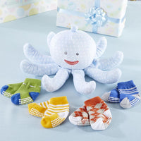 Mr. Sock T. Pus Plush Plus Octopus with 4 Pairs of Socks (Blue) - Plush Animal