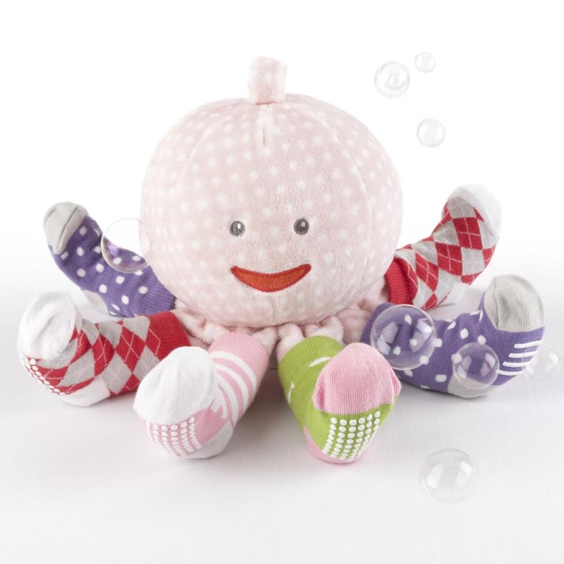 Baby Aspen Mrs. Sock T. Pus Plush Octopus with 4 Pairs of Socks (Pink)